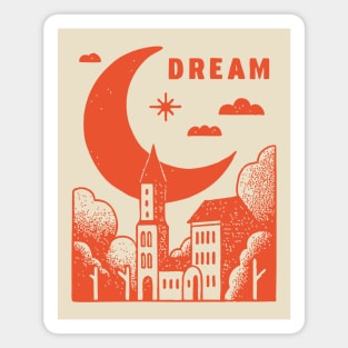 Urban Dreamer Crescent Moon Lo-fi Aesthetic Magnet